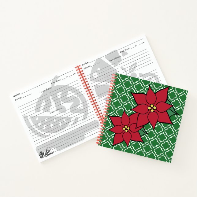 Christmas Holiday Recipe Cookbook Gift Notebook (Inside)