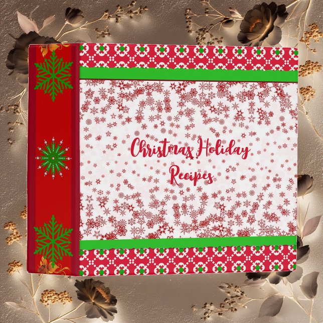 Christmas Holiday Recipes Snowflakes Floral Motif  3 Ring Binder (Christmas Holiday Recipes Snowflakes Floral Motif 3 Ring Binder)