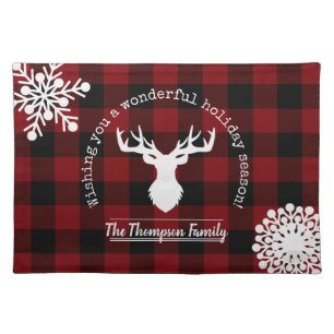 Christmas Holiday Red and Black Buffalo Plaid Cloth Placemat
