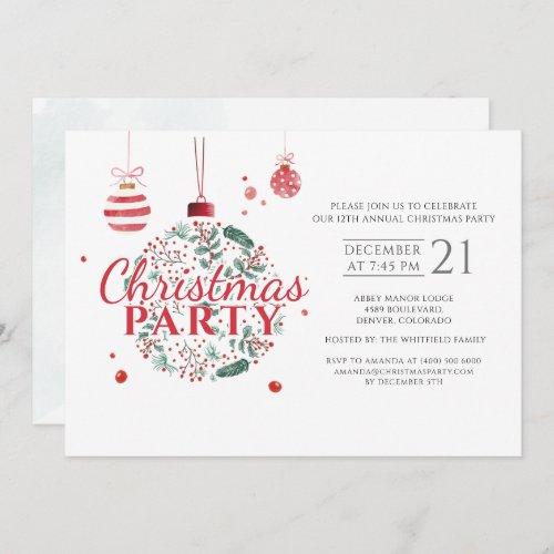 Christmas Holiday Red and Green Party Invitation