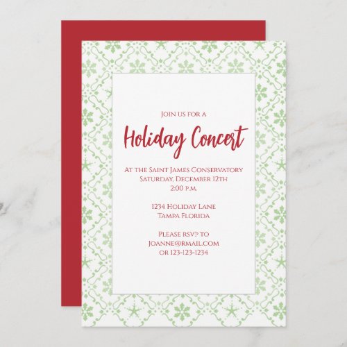 Christmas Holiday Red and Green Snowflake Simple Invitation