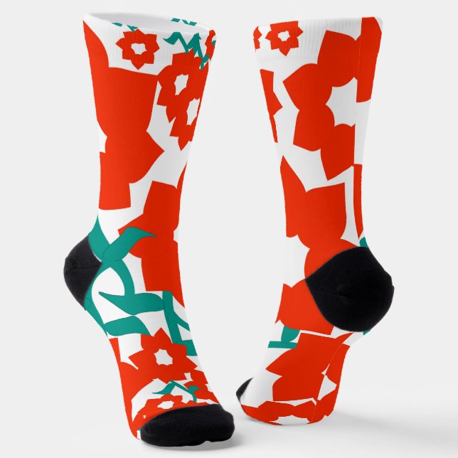 Christmas holiday red and white  socks (Angled)