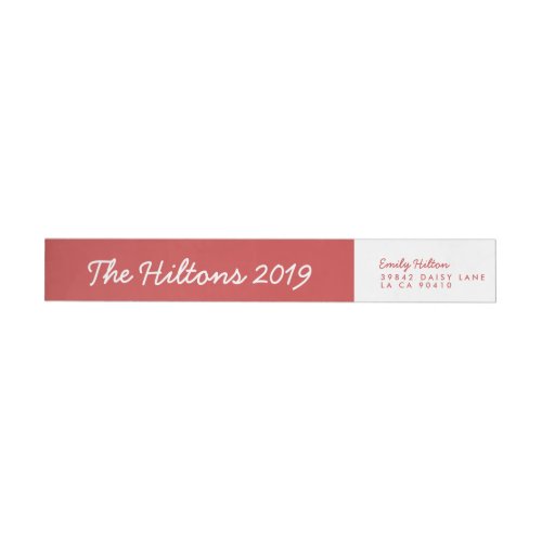 Christmas Holiday Red Banner Address Wrap Around Label