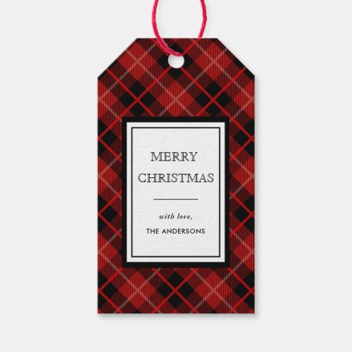 Christmas  Holiday Red  Black Plaid Gift Tags