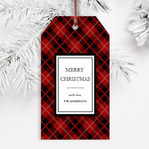 Christmas Holiday Red & Black Plaid Gift Tags