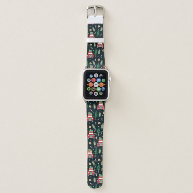 CHRISTMAS HOLIDAY | Red Car Christmas Tree Apple Watch Band (Front)