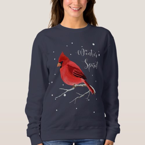Christmas Holiday Red Cardinal Bird Womens Sweatshirt