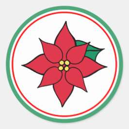 Christmas Holiday Red Festive Poinsettia Stickers