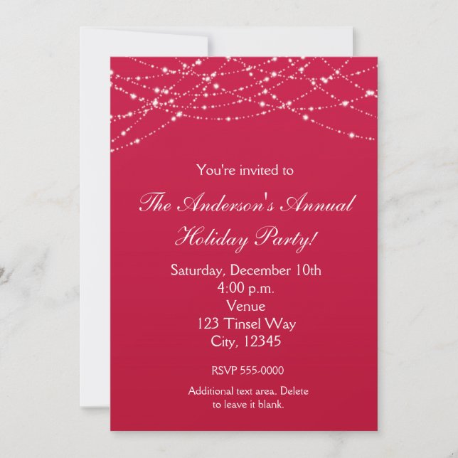 Christmas Holiday Red Glitter Elegant Invitation (Front)