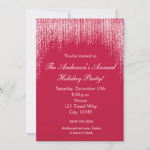Christmas Holiday Red Glitter Elegant Invitation