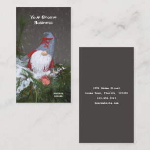 Christmas Holiday Red Gray Rustic Gnome Business Card