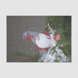 Christmas Holiday Red Gray Rustic Gnome Tissue Paper