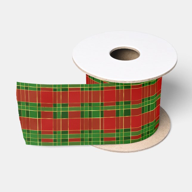 Christmas Holiday Red, Green and Gold Satin Ribbon (Spool)