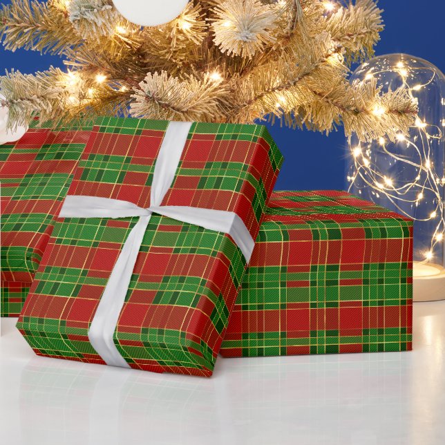 Christmas Holiday Red, Green and Gold Wrapping Paper (Holidays)