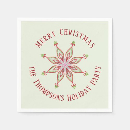 Christmas Holiday Red Green Colorful Snowflake Napkins