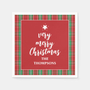 Christmas Holiday Red Green Holiday Plaid Cute Napkins