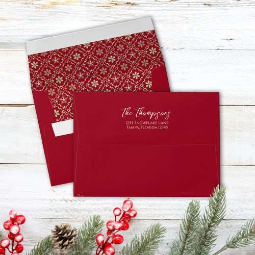 Christmas Holiday Red Green Snowflake Simple Envelope