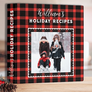 Christmas Holiday Red plaid Family Photo 3 Ring Binder