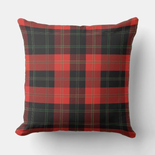 Christmas Holiday Red Plaid Throw Pillow