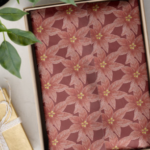 Christmas Holiday Red Poinsettia Floral Tissue Paper