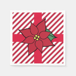 Christmas Holiday Red Poinsettia Party Napkins