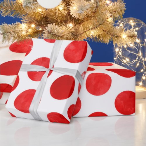 Christmas Holiday Red Polka Dot Pattern Modern Wra Wrapping Paper