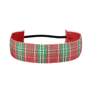 Christmas Holiday Red Rustic Country Plaid Athletic Headband