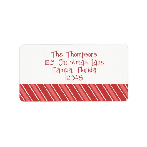 Christmas Holiday Red Striped Whimsical Cute Label