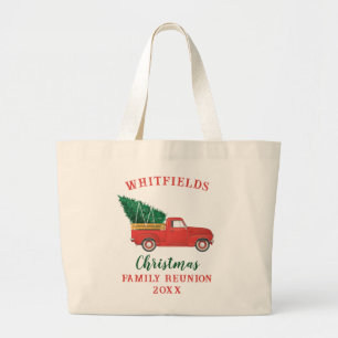 Christmas Holiday Red Truck Family Reunion Custom Large Tote Bag