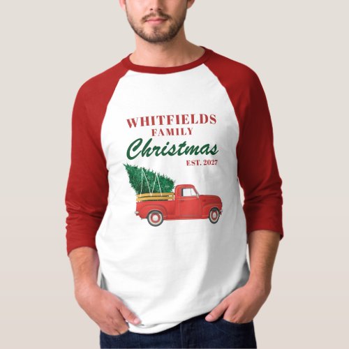 Christmas Holiday Red Truck Matching Family T_Shirt