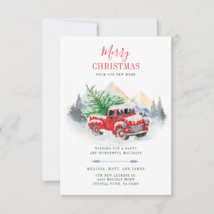 Christmas Holiday Red Truck Moving Announcement