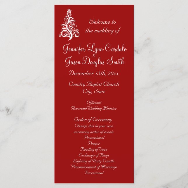 Christmas Holiday Red Wedding Programs (Front)