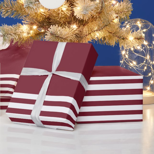 Christmas Holiday Red White Stripes Wrapping Paper (Holidays)