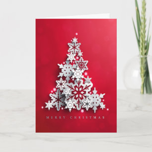 Christmas Holiday Red with White Xmas Tree Card