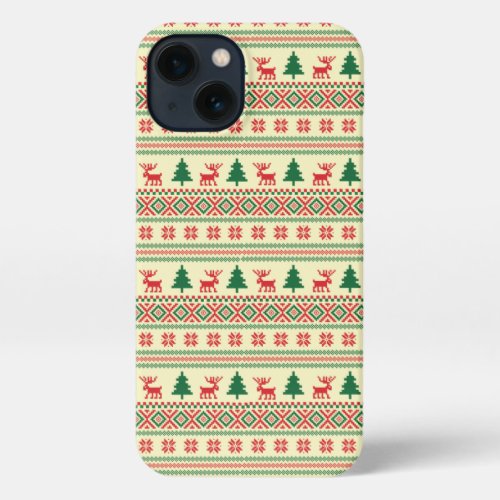 Christmas Holiday Reindeer Evergreen iPhone Case