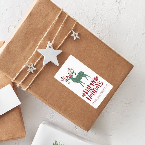 Christmas Holiday Reindeer Gift Label