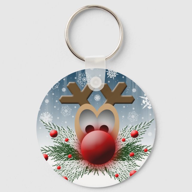 Christmas Holiday Reindeer Keychain (Front)