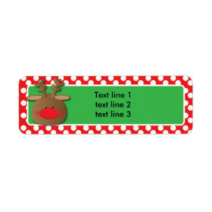 Christmas Holiday Reindeer Polka Dot Party Label