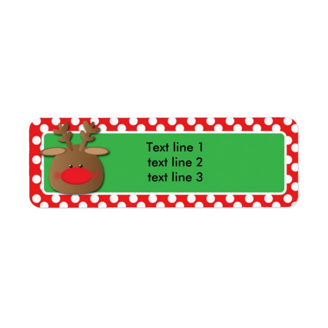 Christmas Holiday Reindeer Polka Dot Party Label (Front)