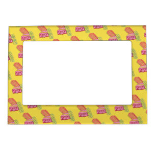 Christmas Holiday Ribbon Candy Xmas Foodie Yellow Magnetic Frame