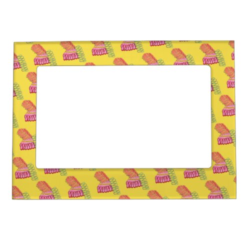 Christmas Holiday Ribbon Candy Xmas Foodie Yellow Magnetic Frame