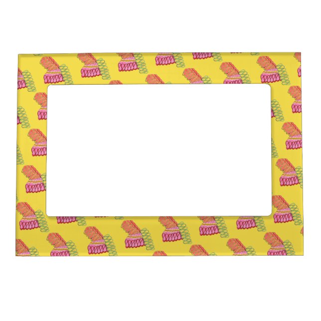 Christmas Holiday Ribbon Candy Xmas Foodie Yellow Magnetic Frame (Front)