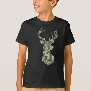 Christmas Holiday Rudolf Reindeer Red Nose Camo Hu T-Shirt