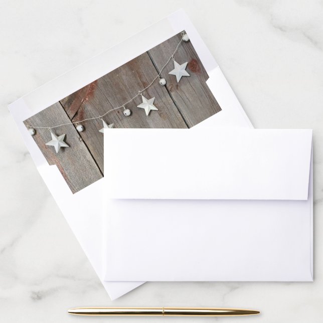 Christmas Holiday Rustic Barn wood and Stars Envelope Liner (Desk)