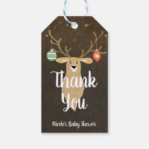Christmas Holiday Rustic Deer Baby Shower Favor Gift Tags