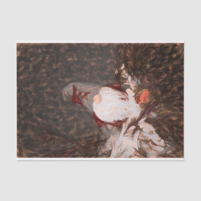 Christmas Holiday Rustic Vintage Gnome Tissue Paper (Front)