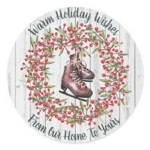 Christmas Holiday Rustic Wreath and Skates