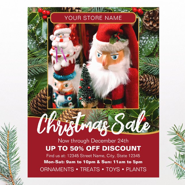 Christmas Holiday Sale Photo Deep Red Business Flyer (Creator Uploaded)