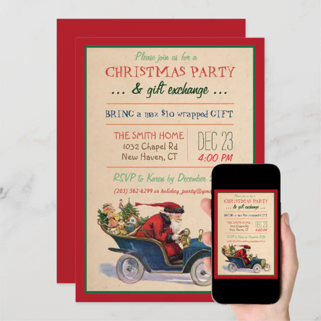 Christmas Holiday Santa Invitation 