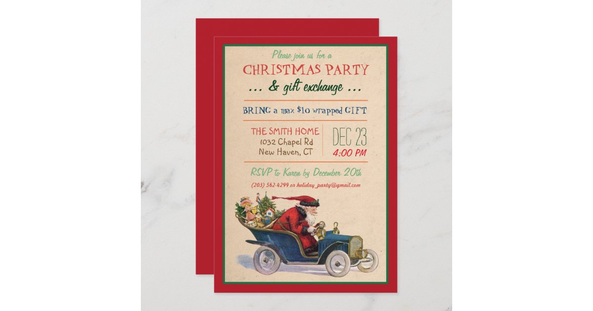 Christmas Holiday Santa Invitation | Zazzle